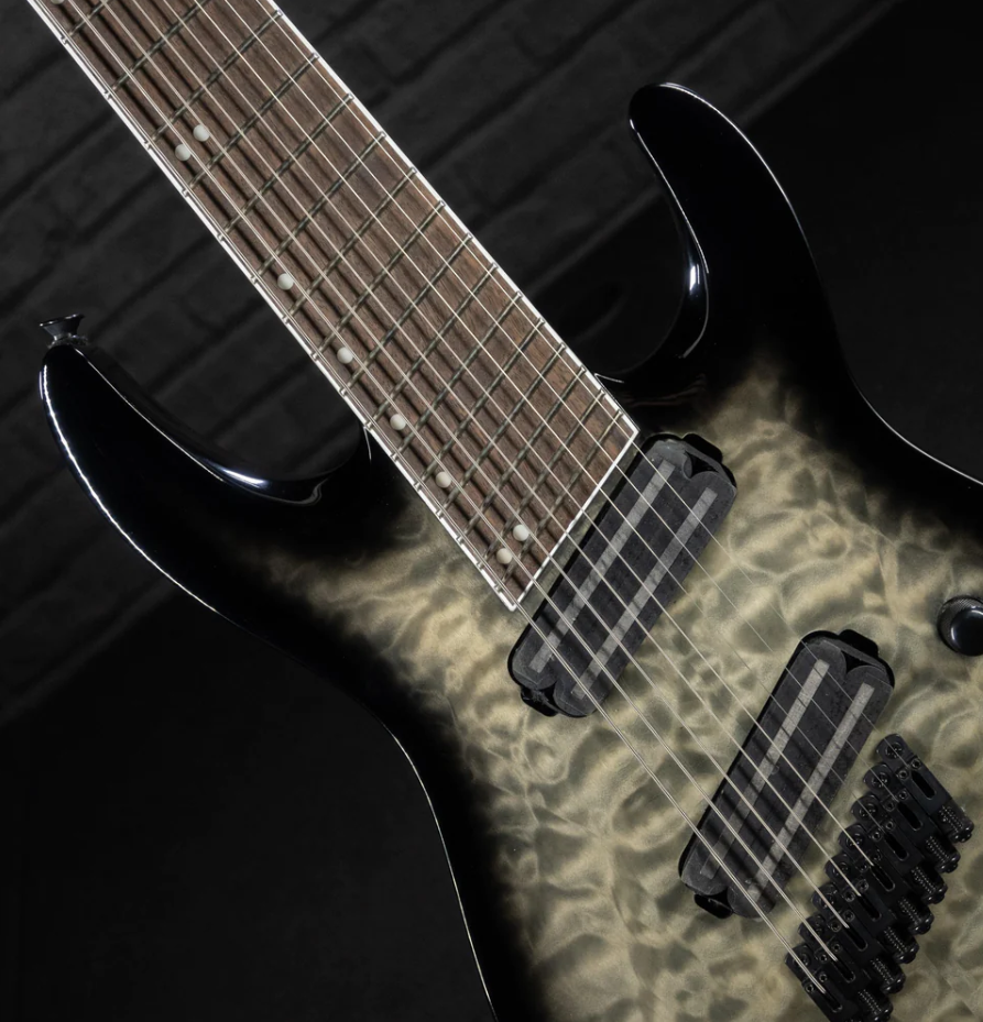 8-ми струнная электрогитара Jackson X Series Soloist Arch Top SLATX8Q MS 8-String Multi-Scale Transparent Black Burst