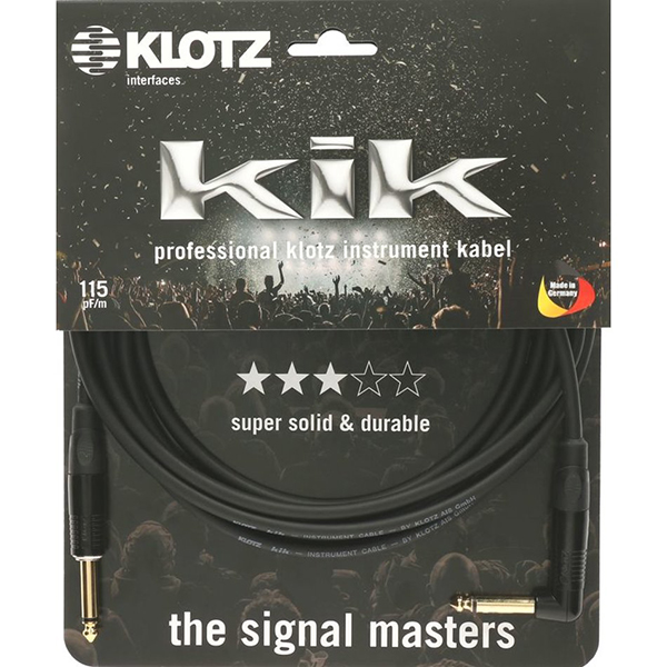 Кабель инструментальный 4,5м, прямой/угловой коннекторы, Klotz KIKKG4.5PRSW KIK